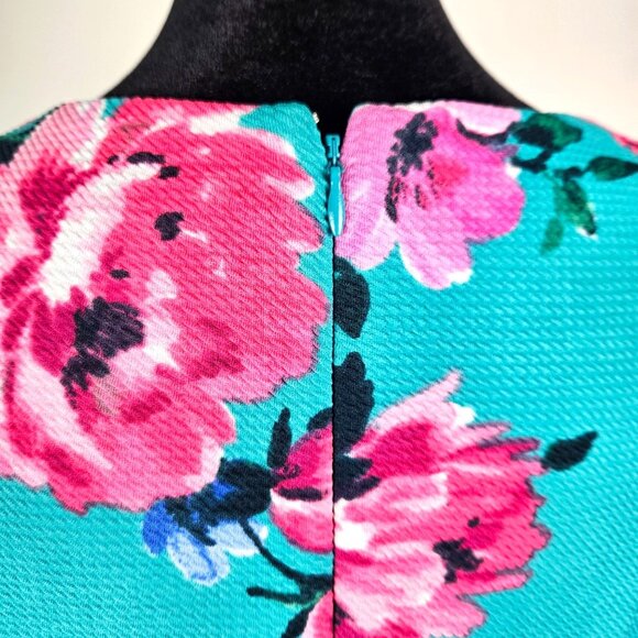 Jessica Howard Fit & Flare Floral Dress Size10P Turquoise Vibrant Casual Work - Picture 9 of 14